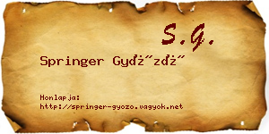 Springer Győző névjegykártya
